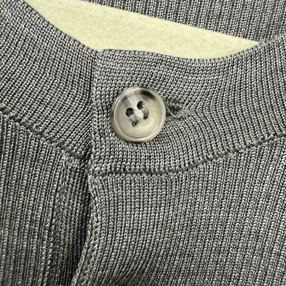 Dolce&Gabbana Men Silk Henley Shirt Ribbed Jersey Grey Short Sleeve IT 54 US 44 - Picture 5 of 13